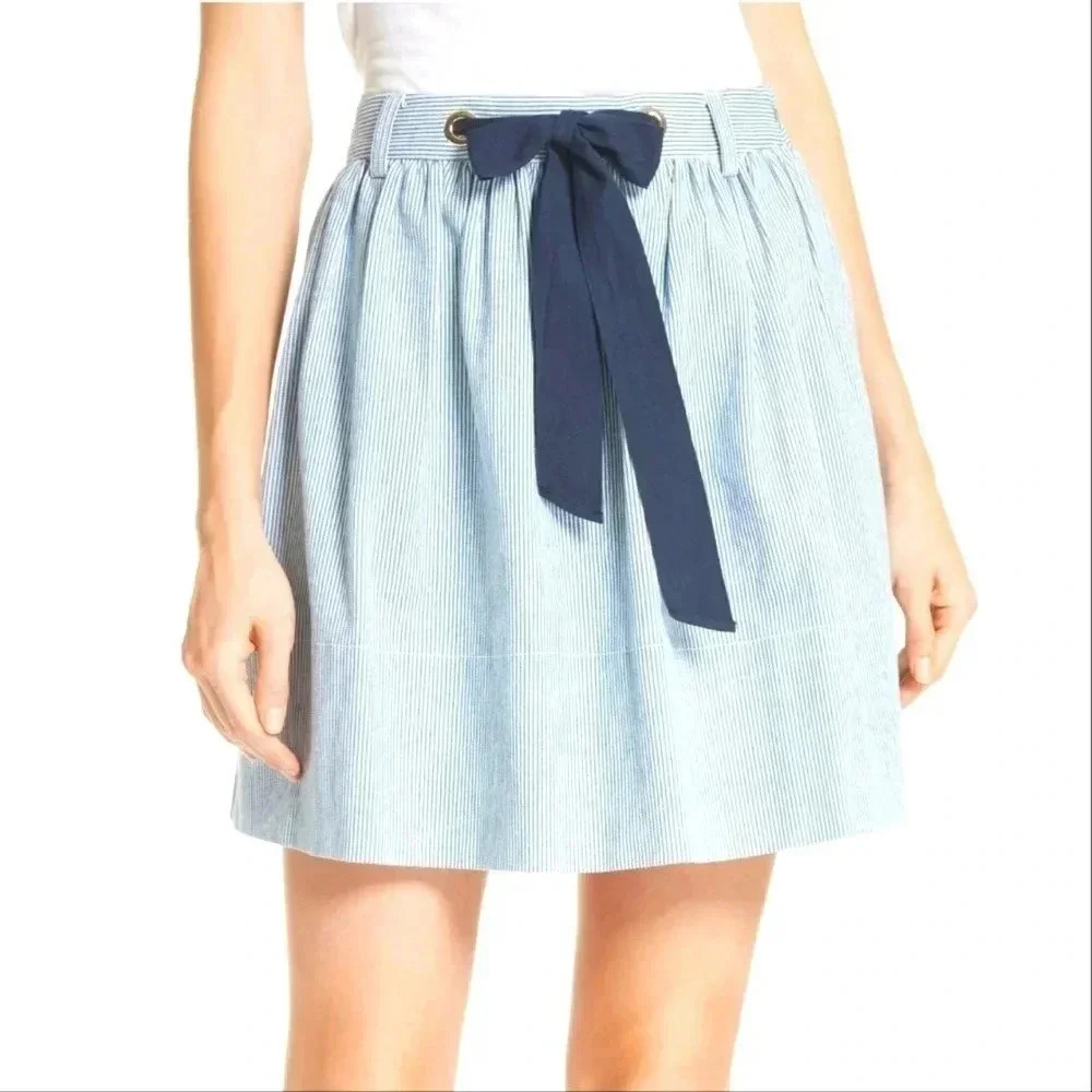 Kate Spade Railroad Stripe Denim Skirt - Picture 2 of 8